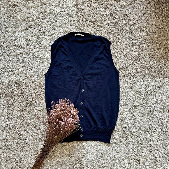 Maurizio Baldassari Cardigan Sweater Vest V Neck Sleeveless Wool Men’s Size L - Picture 1 of 10